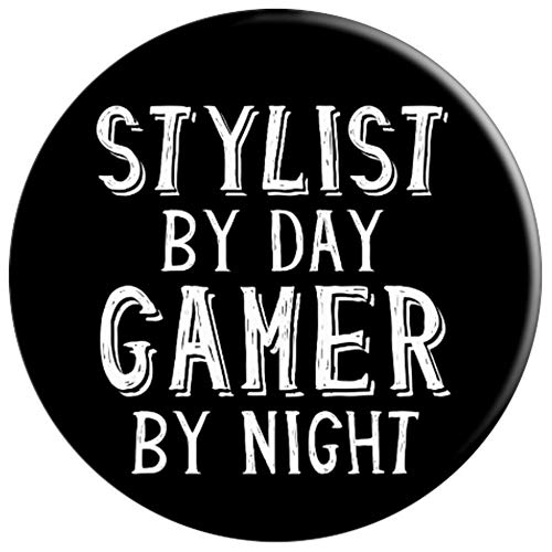 Stylist By Day Gamer By Night Hair Beauty Salon Stylist Gift PopSockets Agarre y Soporte para Teléfonos y Tabletas