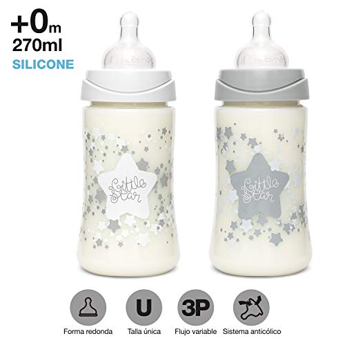 Suavinex, Pack Ahorro Little Star 2 biberones 270ml + 2 biberones 150ml + Chupete -2-4 meses, Blanco