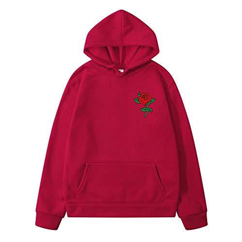 Sudadera Casual Con Capucha Para Hombre,Fashion Autumn Winter Latest Harajuku Poison Rose Print Hoodies Men Women Hip Hop Streetwear Clothing Shirts Hip Hop Harajuku Style Streetwear Tops-Red__S