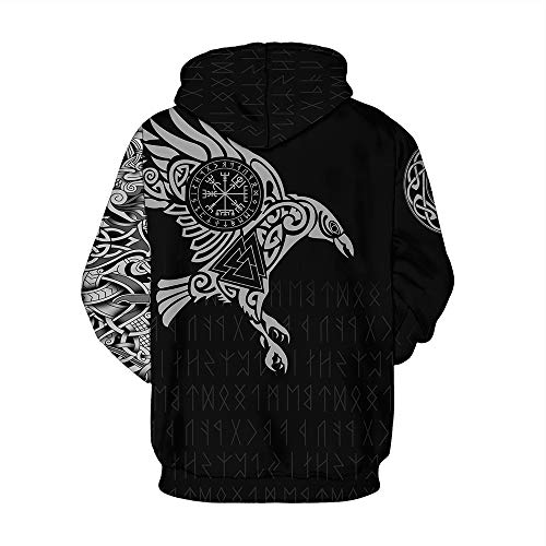 Sudadera con Capucha vikinga Unisex para Hombre/Mujer Sudadera con Capucha con Estampado Digital 3D