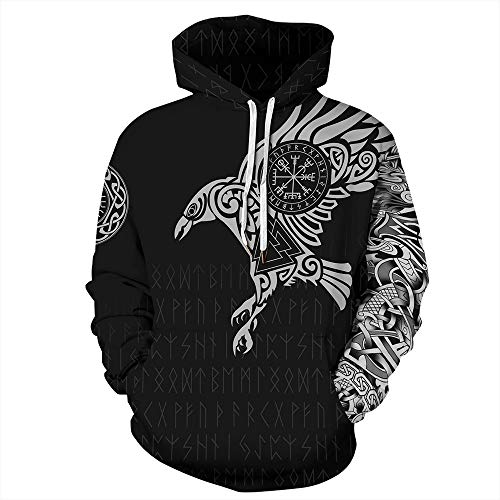 Sudadera con Capucha vikinga Unisex para Hombre/Mujer Sudadera con Capucha con Estampado Digital 3D