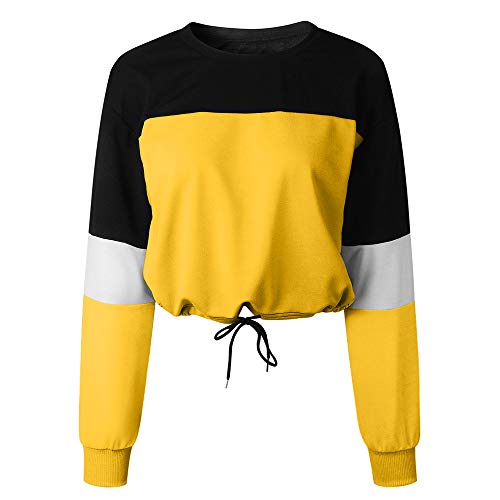 Sudadera para Mujer,riou Sudaderas Adolescentes Chica De Manga Larga Empalme Color Moda Sudadera Pullover Tops Blusa Mejor Venta Superior