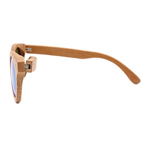 SUKUTU Hombres Mujeres Gafas De Sol De Bambú Hechas A Mano Gafas de Madera Polarizadas Moda Retro Al Aire Libre con Caja de Bambú SU039