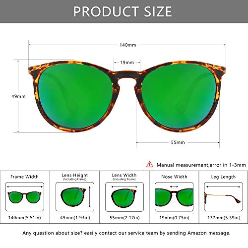 SUNGAIT Clásico Retro Gafas de sol Mujer Hombre Unisex 400 UV Ámbar/Verde 1567