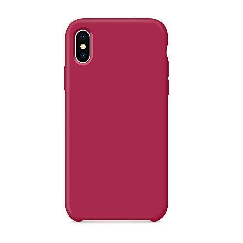 SURPHY Funda Silicona para iPhone XS iPhone X, Carcasa con Superfino Pelusa Forro, Funda para Teléfono Anti-rañazos de 5.8 Pulgadas para iPhone XS iPhone X, Rosa Roja