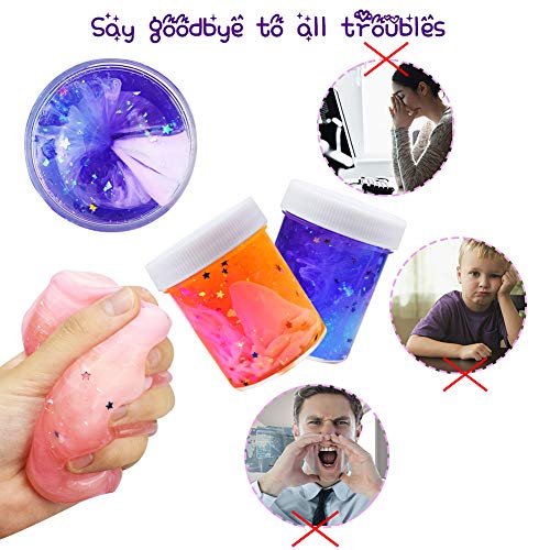 SWZY El más Nuevo Starry Sky Slime, Fluffy Slime Toy Floam Mezcla Nube Slime Putty Perfumado Clay Relieve para Niños y Adultos, 2 Piezas