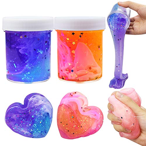 SWZY El más Nuevo Starry Sky Slime, Fluffy Slime Toy Floam Mezcla Nube Slime Putty Perfumado Clay Relieve para Niños y Adultos, 2 Piezas