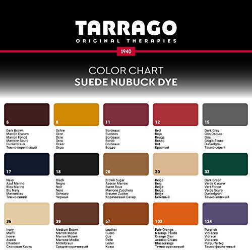 Tarrago | Suede Nubuck Dye 50ml | Tinte para Cambiar Colores Claros a Oscuros | Apto para Ante y Nubuck (Rojo 12)