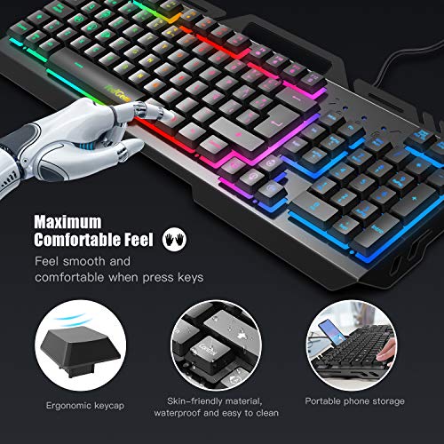 Teclados Gaming, TedGem Teclado Gaming, Teclado USB, Teclado Gaming PS4 LED Retroiluminado con Cable USB, Teclado para PC / Laptop / PS4 / Xbox One (Teclados Español, Negro)