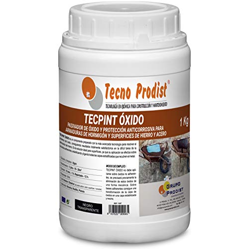 TECPINT OXIDO de Tecno Prodist - 1 Litro - Pasivador de óxido al agua - protección anticorrosiva para armaduras – convertidor y transformador de oxido para superficies de hierro y acero