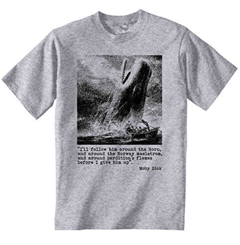 teesquare1st Melville Herman Moby Dick Camiseta Gris para Hombre de Algodon Size Medium