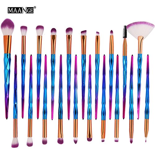 Tefamore Lady Conjunto de pinceles de maquillaje 20 diamantes Eyebrow Eyeliner Blush Cosmetic (Azul)