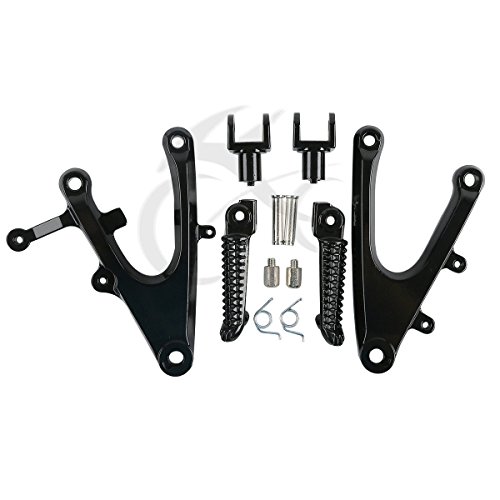 TengChang motocicleta Delantero estribera Reposapiés conjunto Para YAMAHA YZF R1 YZFR1 YZF-R1 2004 2005 2006 (negro)