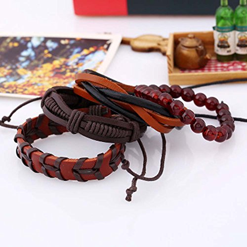 Terry King Joyería Simple Retro Set Pulsera DIY Woven Leather Pulsera Men's Hemp Rope Leather Pulsera