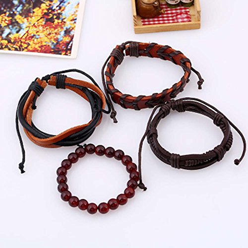 Terry King Joyería Simple Retro Set Pulsera DIY Woven Leather Pulsera Men's Hemp Rope Leather Pulsera