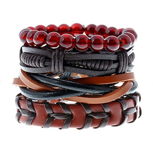 Terry King Joyería Simple Retro Set Pulsera DIY Woven Leather Pulsera Men's Hemp Rope Leather Pulsera