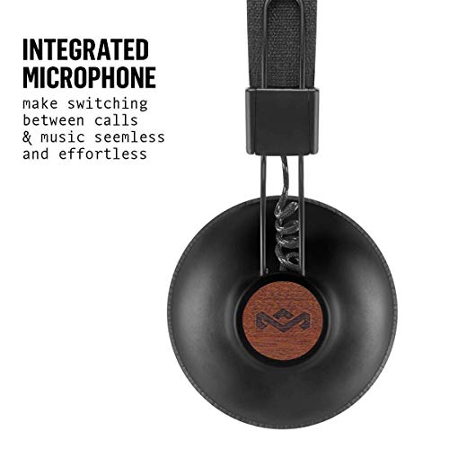 The House Of Marley Positive Vibrations 2 Cascos Inalámbricos con Bluetooth, Manos Libres con Micrófono integrado, 12 H de Batería, Negro