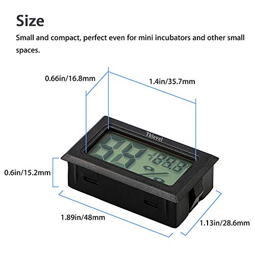 Thlevel Mini Termómetro Higrómetro Digital Interior de Temperatura y Humedad, Negro (3 PCS - A)