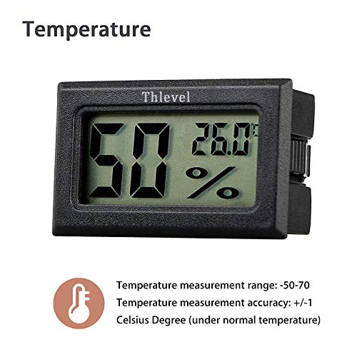 Thlevel Mini Termómetro Higrómetro Digital Interior de Temperatura y Humedad, Negro (3 PCS - A)