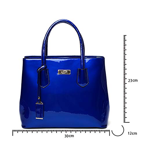 Tisdaini® Bolsos de mano Mujer Bolsos bandolera moda charol Bolsos totes Shoppers y bolsos de hombro Azul