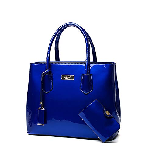 Tisdaini® Bolsos de mano Mujer Bolsos bandolera moda charol Bolsos totes Shoppers y bolsos de hombro Azul