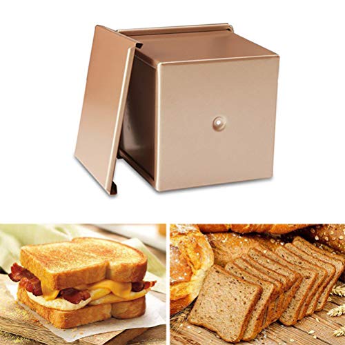 Tixiyu Tostadas Caja antiadherente para hornear Pan Pan con tapa Molde para hornear Pan Herramienta de Pastelería Sin Arcilla, 100 x 100 mm x 1,2 mm