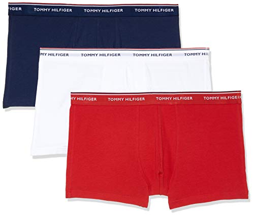 Tommy Hilfiger 3p Trunk, Blanco (White/Tango Red/Peacoat 611), Large (Pack de 3) para Hombre