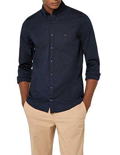 Tommy Hilfiger Core Stretch Slim Poplin Shirt Camisa, Azul (Sky Captain 403), XX-Large para Hombre