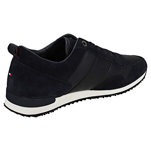 Tommy Hilfiger Iconic Leather Suede Mix Runner, Zapatillas para Hombre, Azul (Midnight 403), 47 EU