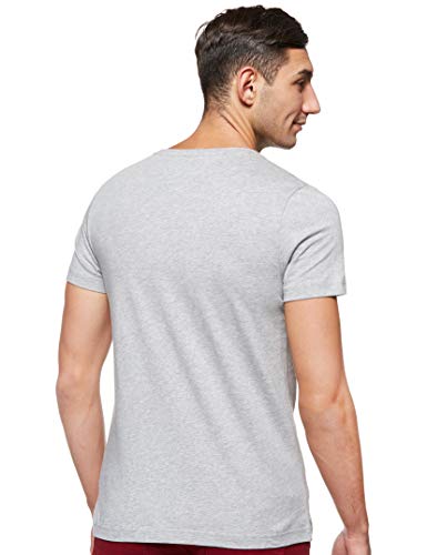 Tommy Hilfiger Logo T-Shirt Camiseta Informal, Gris (Cloud Htr 501), Medium para Hombre