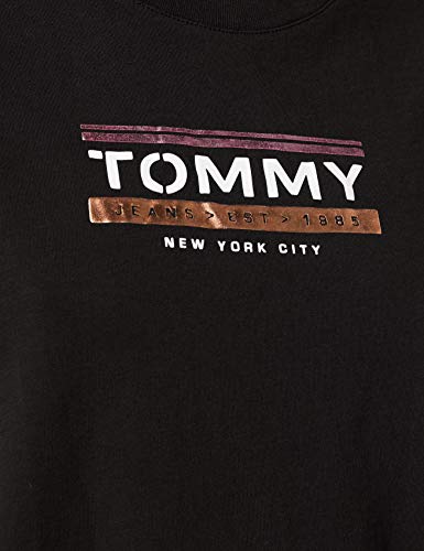 Tommy Hilfiger Tjw Sleeve Detail Logo tee Camiseta, Negro (Black Bds), 34 (Talla del Fabricante: X-Small) para Mujer