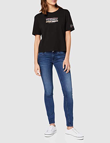 Tommy Hilfiger Tjw Sleeve Detail Logo tee Camiseta, Negro (Black Bds), 34 (Talla del Fabricante: X-Small) para Mujer