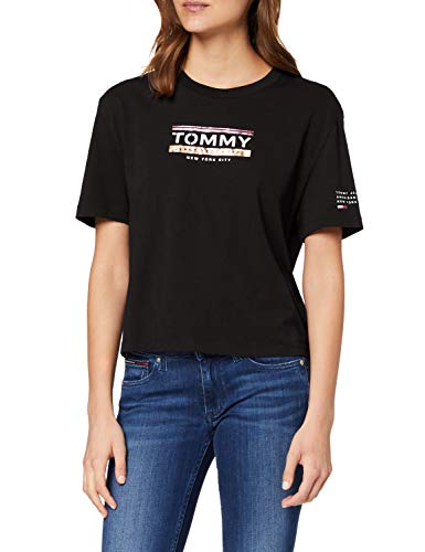 Tommy Hilfiger Tjw Sleeve Detail Logo tee Camiseta, Negro (Black Bds), 34 (Talla del Fabricante: X-Small) para Mujer