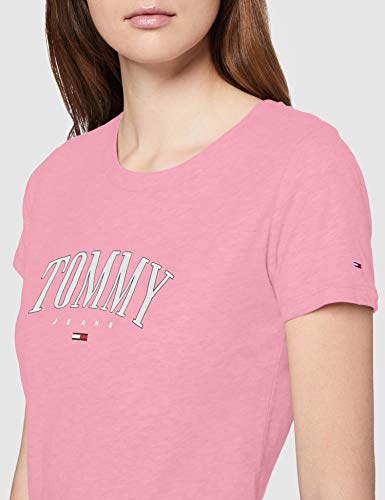 Tommy Jeans Tjw Tommy Script tee Camiseta de Manga Corta, Rosa (Pink Daisy TOU), XS para Mujer