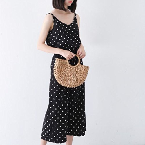 TOOGOO Bolso de Mujer Coreano Extracto de Piel de maiz The Semicircle Art Beach Bag Imagenes de Viaje Props Straw Bag Moon Bag Nuevo