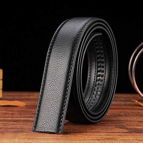 TOOGOO - Cinturón de piel para hombre, de cintura automática, sin hebilla, color negro