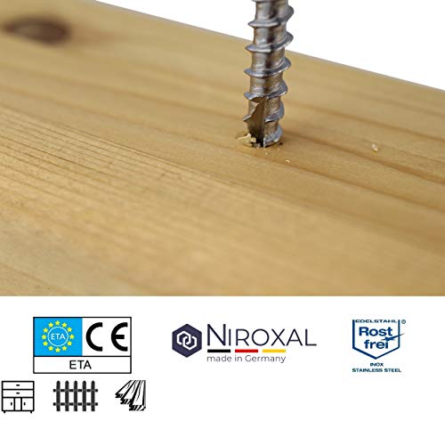 Tornillo de terraza de acero inoxidable Muesca de corte TORX, cabeza redondeada y sin nervaduras V2A 5-mm de espesor 70-mm de longitud 25 unidades 46-mm de rosca parcial Tornillo 5x70