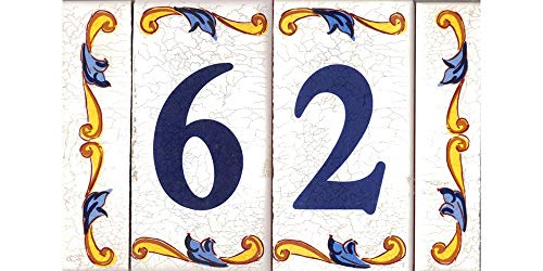TORO DEL ORO Números casa. Numeros y Letras en azulejo. Calca cerámica. Estilo craquelé. Nombres y direcciones. Diseño Craquelé Grande 7,5x15 cms (Número nueve"9")