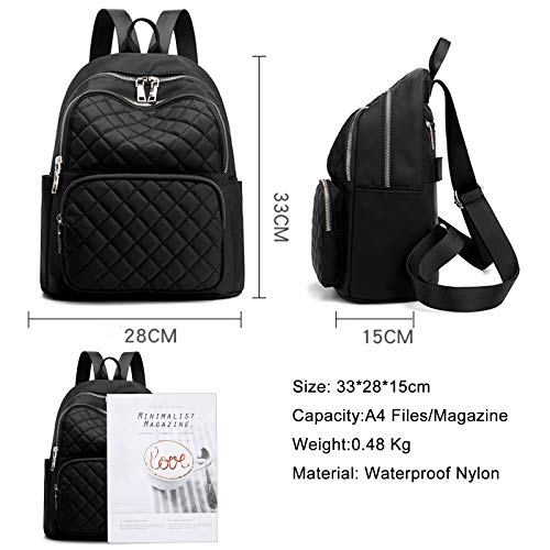 Travistar Mochila para Mujer Bolso de Hombro Nylon Impermeable Bolso Escolar Informal Mochilas para Mujer Mochila pequeña Mochila antirrobo