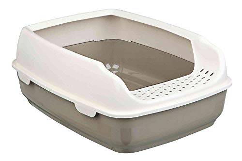 Trixie Bandeja Higiénica Arenero Gatos - Bandeja Sanitaria Gatera Arenero Caja De Arena con Borde Delio 35×20×48 cm, Gris Crema