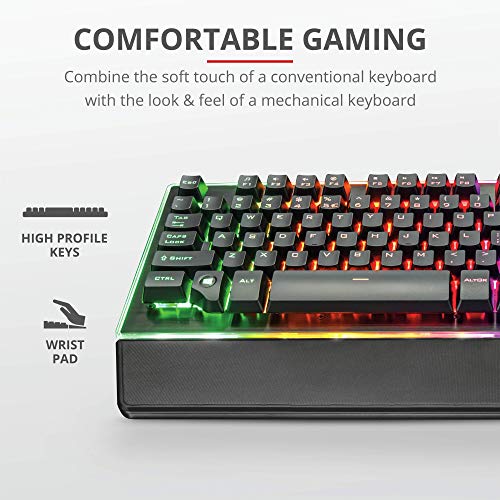 Trust Gaming GXT 860 Thura - Teclado Gaming LED semi mecánico, color negro