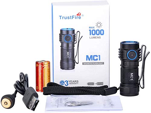 TrustFire MC1 1000 lúmenes CW Linterna LED EDC recargable con batería IMR16340 incluida y cable de carga USB magnético (TrustFire MC1)