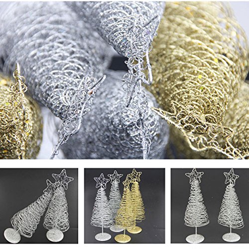 Tutoy Navidad 2017 Mini Hierro Árbol De Navidad Oro Plata Ornamento Mesa Escritorio Decoración Plata