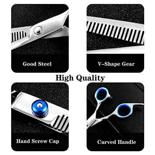 TWBEST Tijeras Peluqueria Profesional, tijeras de peluquería con capa de barbero y peine de maquinilla de afeitar, clips, Tijeras para el Cabello Barbero