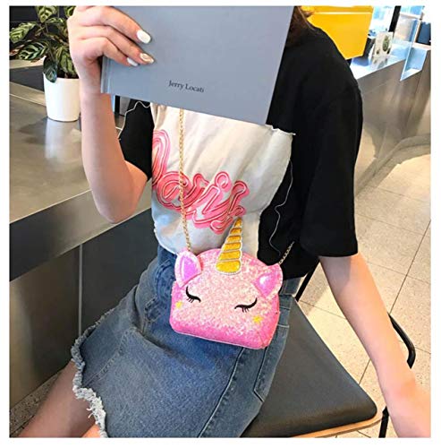 TXVSO Pequeño Brillo Monedero Unicornio Lindo Bolso Cierre de Cremallera para Niñas Adolescentes Mujeres, rosado