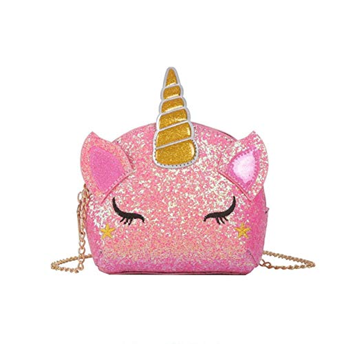 TXVSO Pequeño Brillo Monedero Unicornio Lindo Bolso Cierre de Cremallera para Niñas Adolescentes Mujeres, rosado