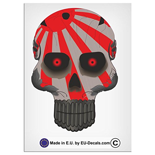 UE-Decals MioVespa Collection 120mm-4.7" Calavera Robohead Japón Rising Sun Bandera Robohead Ojos Rojos laminados calcomanía Foto en Vespa