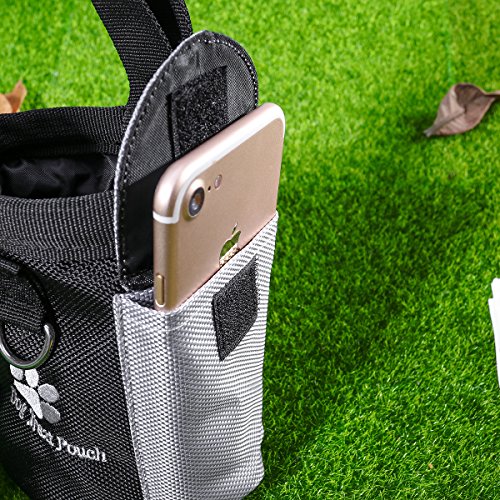 UEETEK Perro tratamiento de cintura bolsa bolso manos libre mascota perro entrenamiento alimentos bolsa de cintura con dispensador de bolsa caca incorporada