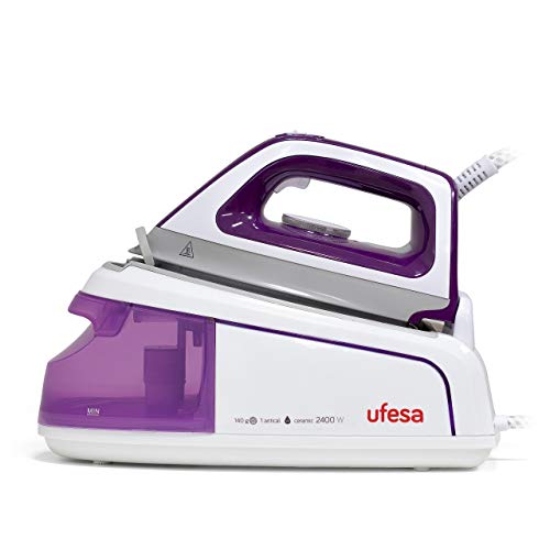 Ufesa PL2410 - Centro de Planchado, 2400W, 4 Bares, 140gr/min Golpe de Vapor, Suela Cerámica, Cartucho antical, 1.2 litros