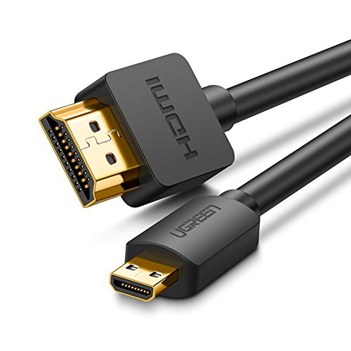 UGREEN Cable Micro HDMI a HDMI Adaptador Micro HDMI to HDMI 3D 4K Alta Velocidad con Ethernet ARC, para Raspberry Pi4, BQ Aquaris M10 M8, Cámara de acción, Sony Alpha, Tableta, Portátil (2 Metros)